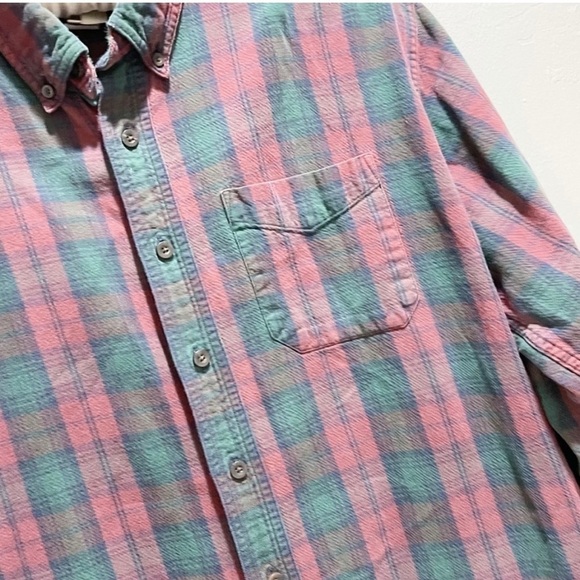 LL BEAN Men’s Red Green Plaid 100% Cotton Long Sleeve Button Down Shirt Size XL - Picture 4 of 7